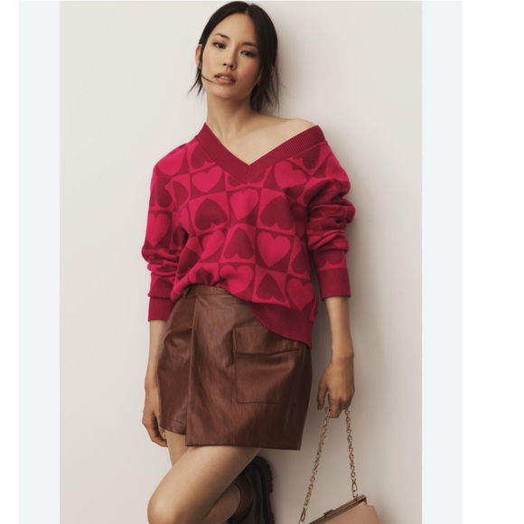 NWT Anthropologie English Factory Checkered Heart Sweater size L - Picture 1 of 12